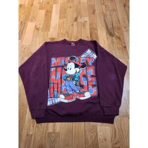 Vintage Disney Mickey Mouse Streetwear Crewneck Maroon XL